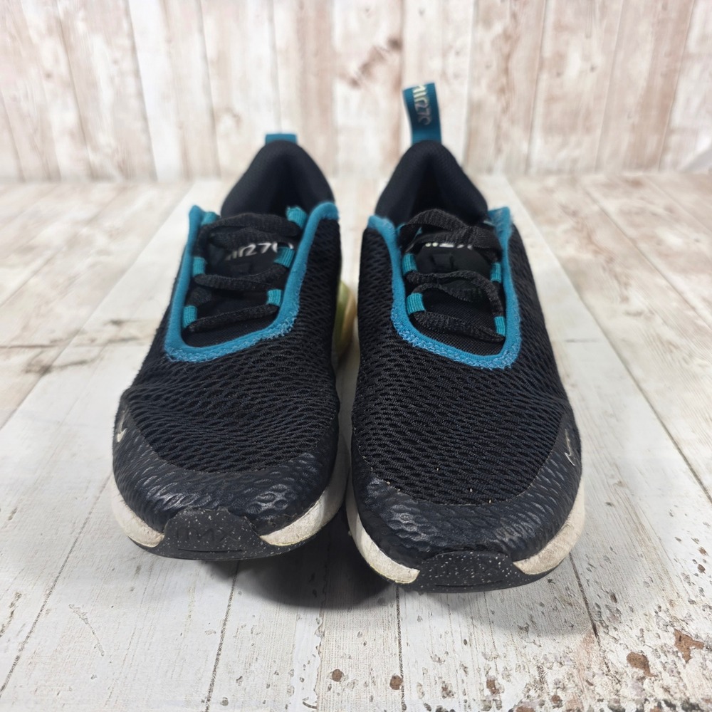 Nike Air Max 270‎ Kids Black Teal Volt Yellow Sneakers AO2372-026 Size 2Y - Picture 2 of 8